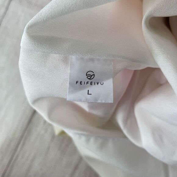 Feifeiyu women L v-cut lemon print fully lined shift dress 3/4 flutter sleeve - Picture 9 of 11